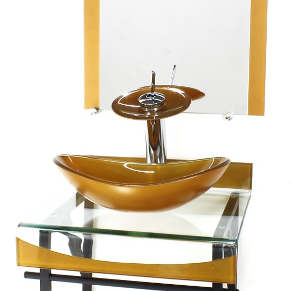 Gabinete De Vidro 40cm Para Banheiro Curvado Duplo Pp Cuba Ov