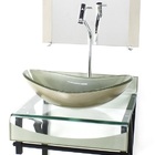 Gabinete De Vidro 40cm Para Banheiro Curvado Duplo Pp Cuba Ov