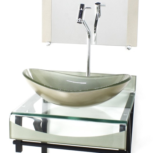 Gabinete De Vidro 40cm Para Banheiro Curvado Duplo Pp Cuba Ov