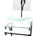 Gabinete De Vidro 40cm Para Banheiro Curvado Duplo Pp Cuba Ov