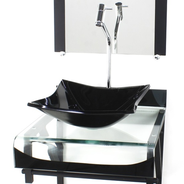 Gabinete De Vidro 40cm Para Banheiro Curvado Duplo Pp Cuba Qu