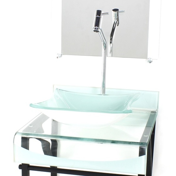 Gabinete De Vidro 40cm Para Banheiro Curvado Duplo Pp Cuba Qu