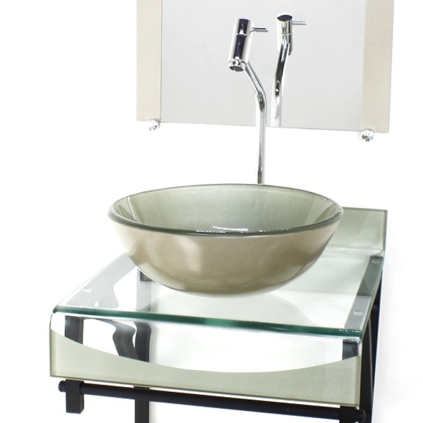 Gabinete De Vidro 40cm Para Banheiro Curvado Duplo Pp Cuba Re