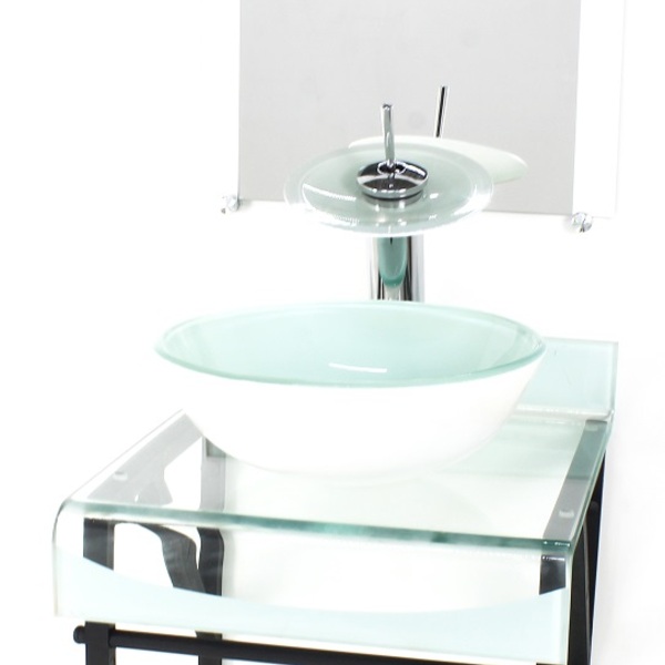 Gabinete De Vidro 40cm Para Banheiro Curvado Duplo Pp Cuba Re