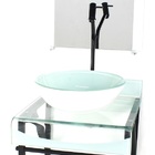 Gabinete De Vidro 40cm Para Banheiro Curvado Duplo Pp Cuba Re