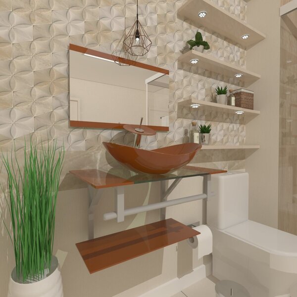 Gabinete De Vidro 45cm Ac Com Cuba Oval Dourado Real