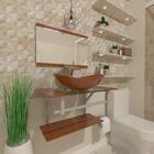 Gabinete De Vidro 45cm Ac Com Cuba Oval Dourado Real