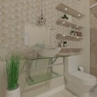 Gabinete De Vidro 45cm Ac Com Cuba Oval Incolor + Torneira Me