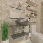 Gabinete De Vidro 45cm Ac Com Cuba Oval Prata