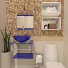 Gabinete De Vidro 45cm Ac Com Cuba Redonda - Azul Escuro