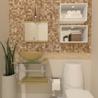 Gabinete De Vidro 45cm Ac Com Cuba Redonda - Champanhe