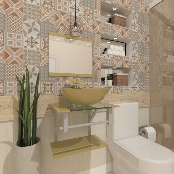 Gabinete De Vidro 45cm Ac Com Cuba Redonda - Champanhe