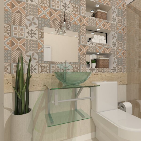 Gabinete De Vidro 45cm Ac Com Cuba Redonda - Incolor