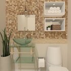 Gabinete De Vidro 45cm Ac Com Cuba Redonda - Incolor