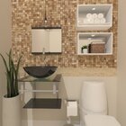 Gabinete De Vidro 45cm Ac Com Cuba Redonda - Preto