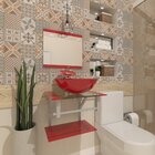 Gabinete De Vidro 45cm Ac Com Cuba Redonda - Vermelho Ferrari