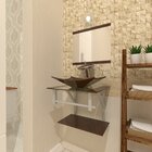 Gabinete De Vidro 45cm Ac Com Cuba Retangular - Marrom