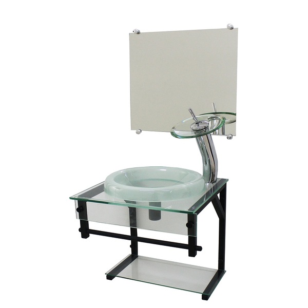 Gabinete De Vidro 45cm Apx Com Cuba Chapeu Incolor