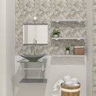 Gabinete De Vidro 45cm Com Cuba Retangular Prata