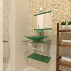 Gabinete De Vidro 45cm Com Cuba Retangular Verde