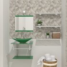 Gabinete De Vidro 45cm Com Cuba Retangular Verde