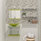 Gabinete De Vidro 45cm Com Cuba Retangular Verde Oliva