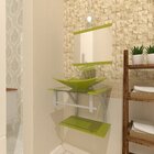 Gabinete De Vidro 45cm Com Cuba Retangular Verde Oliva