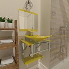 Gabinete De Vidro 45cm Iq Inox Com Cuba Quadrada - Amarelo