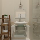 Gabinete De Vidro 45cm Iq Inox Com Cuba Quadrada - Branco