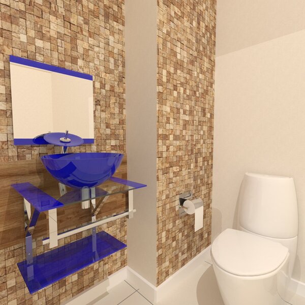 Gabinete De Vidro 45cm Iq Inox Com Cuba Redonda - Amarelo