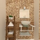 Gabinete De Vidro 45cm Iq Inox Com Cuba Redonda - Branco