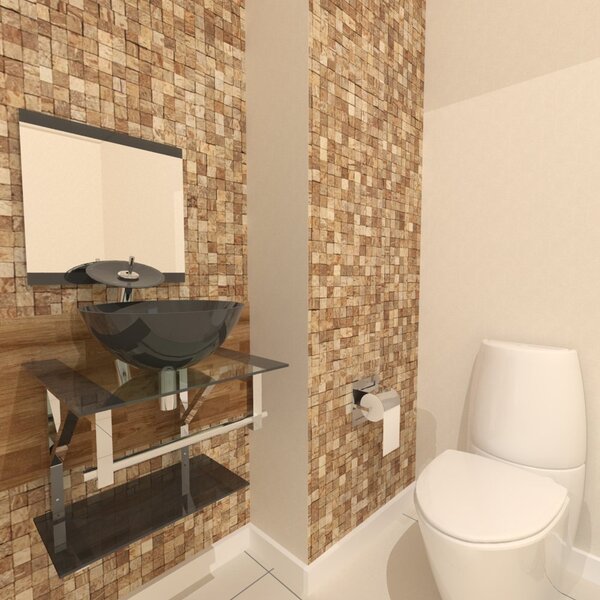 Gabinete De Vidro 45cm Iq Inox Com Cuba Redonda - Grafite