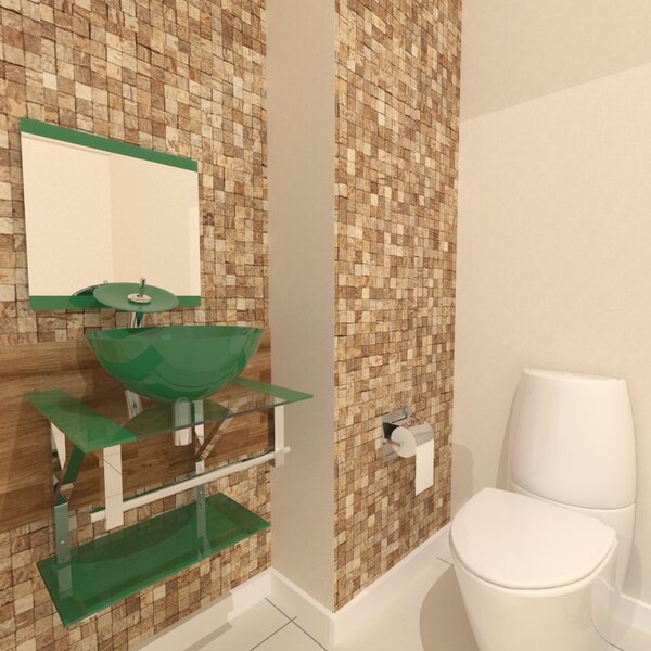 Gabinete De Vidro 45cm Iq Inox Com Cuba Redonda - Verde