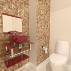 Gabinete De Vidro 45cm Iq Inox Com Cuba Redonda - Vermelho Ce