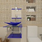 Gabinete De Vidro 45cm Iq Inox Com Cuba Retangular - Azul Esc