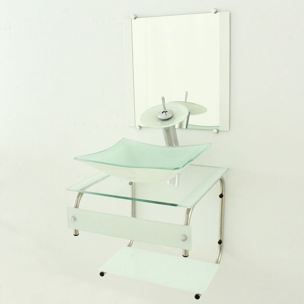 Gabinete De Vidro 45cm It Inox Com Cuba Retangular - Branco