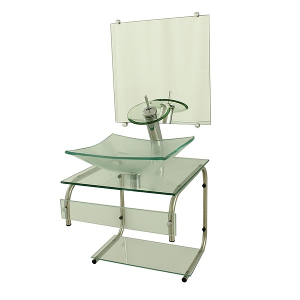 Gabinete De Vidro 45cm It Inox Com Cuba Retangular - Incolor