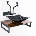 Gabinete De Vidro 50cm Com Cuba Quadrada - Madeira Nogueira