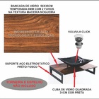 Gabinete De Vidro 50cm Madeira Nogueira + Torneira Metal Preta