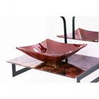 Gabinete De Vidro 50cm Mármore Avermelhado + Torneira De Meta