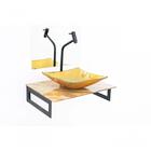 Gabinete De Vidro 50cm Mármore Marfim + Torneira Metal Preta