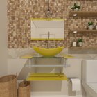 Gabinete De Vidro 60cm Ac Com Cuba Oval - Amarelo