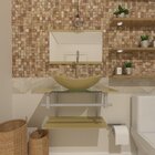 Gabinete De Vidro 60cm Ac Com Cuba Oval - Champanhe