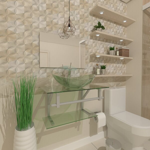 Gabinete De Vidro 60cm Ac Com Cuba Oval - Incolor