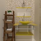 Gabinete De Vidro 60cm Ac Com Cuba Quadrada - Amarelo