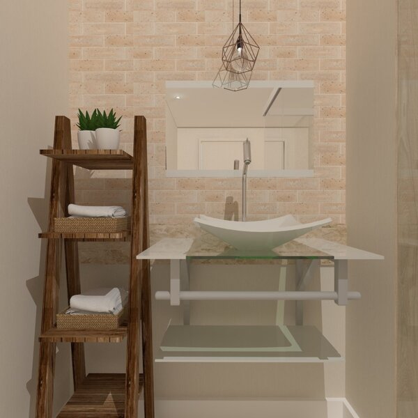 Gabinete De Vidro 60cm Ac Com Cuba Quadrada - Branco