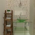 Gabinete De Vidro 60cm Ac Com Cuba Quadrada - Incolor