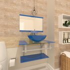 Gabinete De Vidro 60cm Ac Com Cuba Redonda - Azul