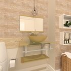 Gabinete De Vidro 60cm Ac Com Cuba Redonda - Champanhe