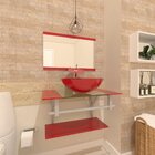 Gabinete De Vidro 60cm Ac Com Cuba Redonda - Vermelho Ferrari